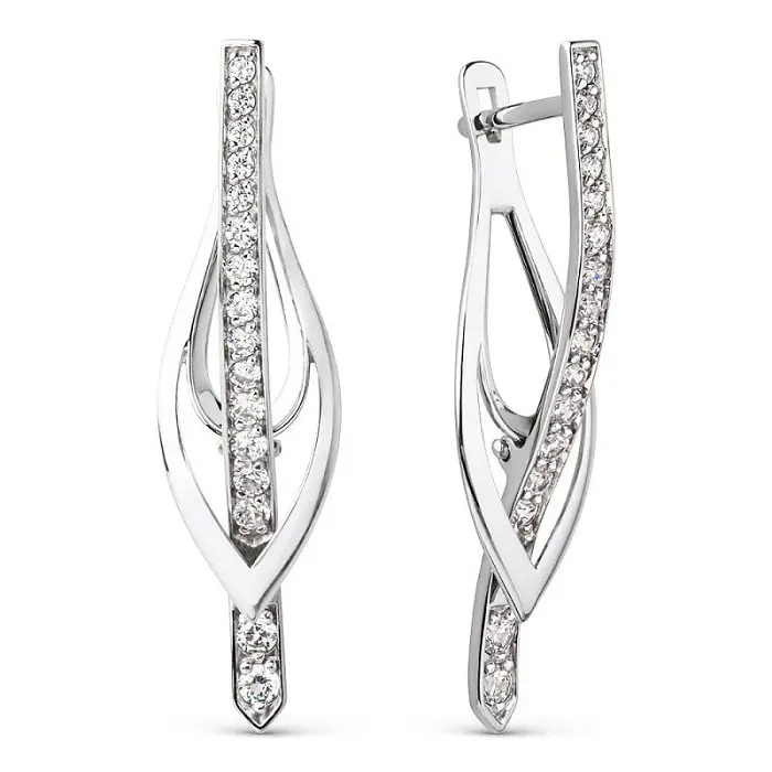 Серьги с английским замком из белого золота