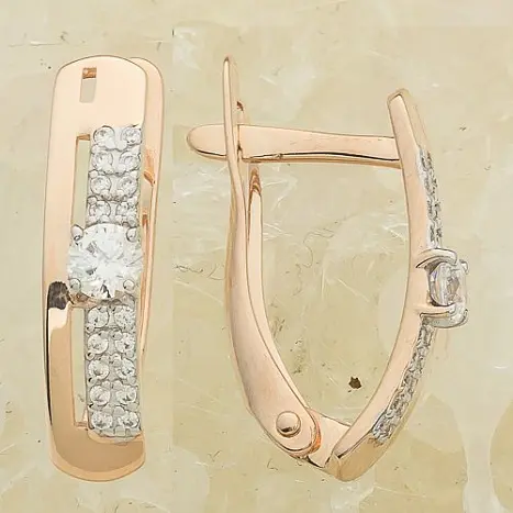 Серьги с английским замком из красного золота