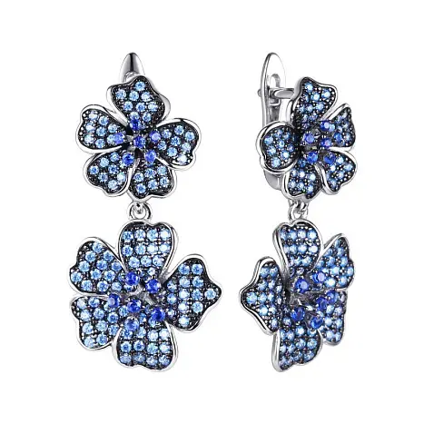Серьги подвесные из серебра