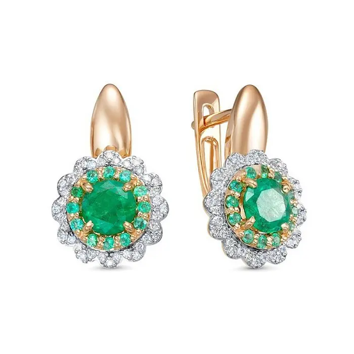 Серьги с английским замком из комбинированного золота