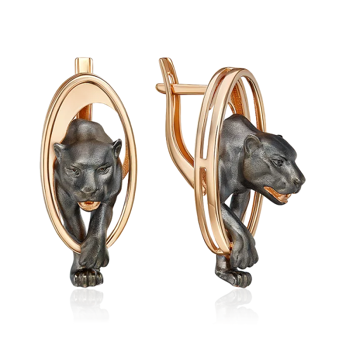 Серьги с английским замком из комбинированного золота