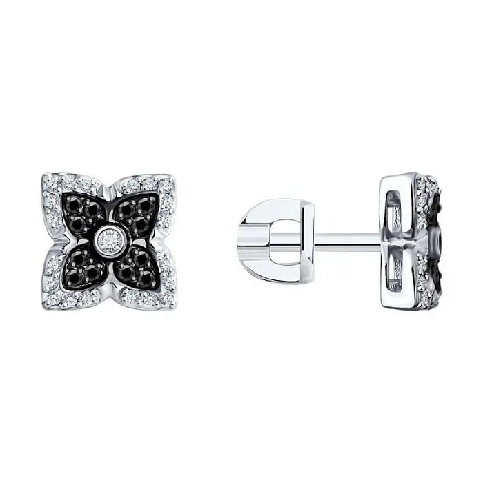 Серьги пуссеты из белого золота