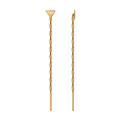 Серьги цепочки из красного золота
