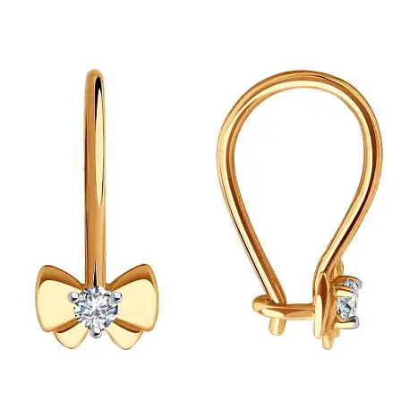 Серьги детские из красного золота