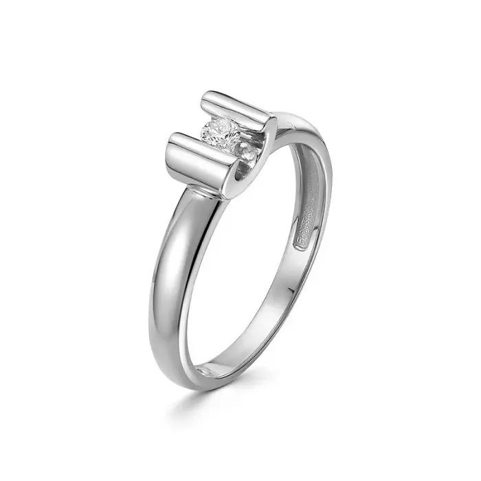 Кольцо помолвочное из белого золота