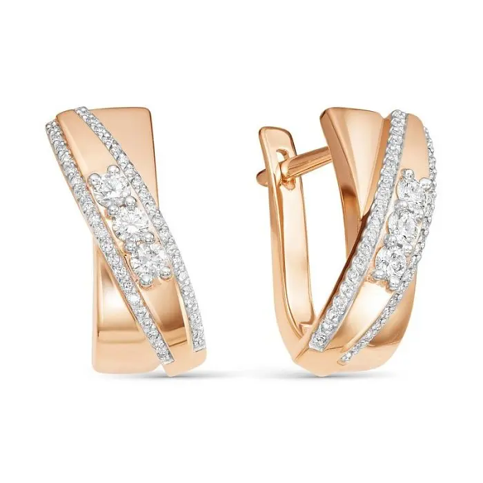 Серьги с английским замком из красного золота