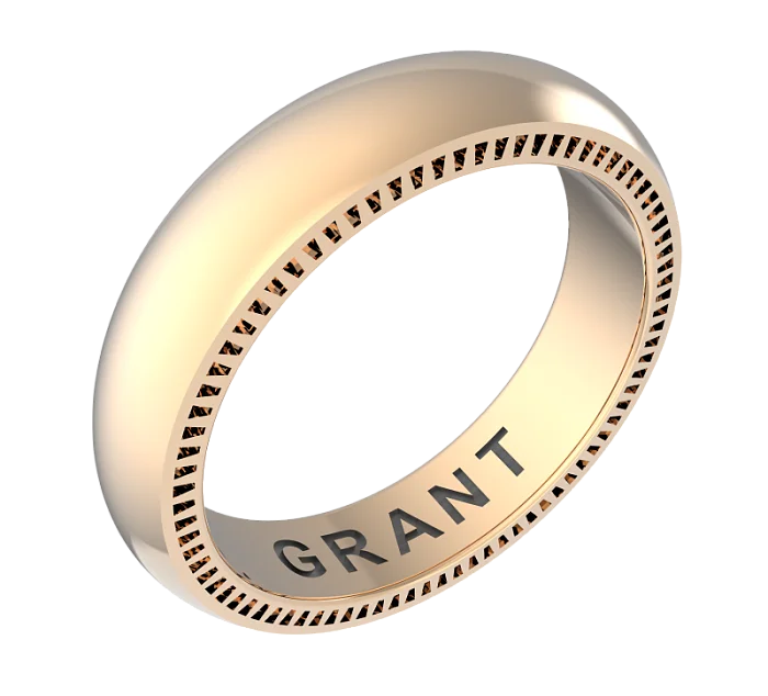 Кольцо обручальное из красного золота вид 1