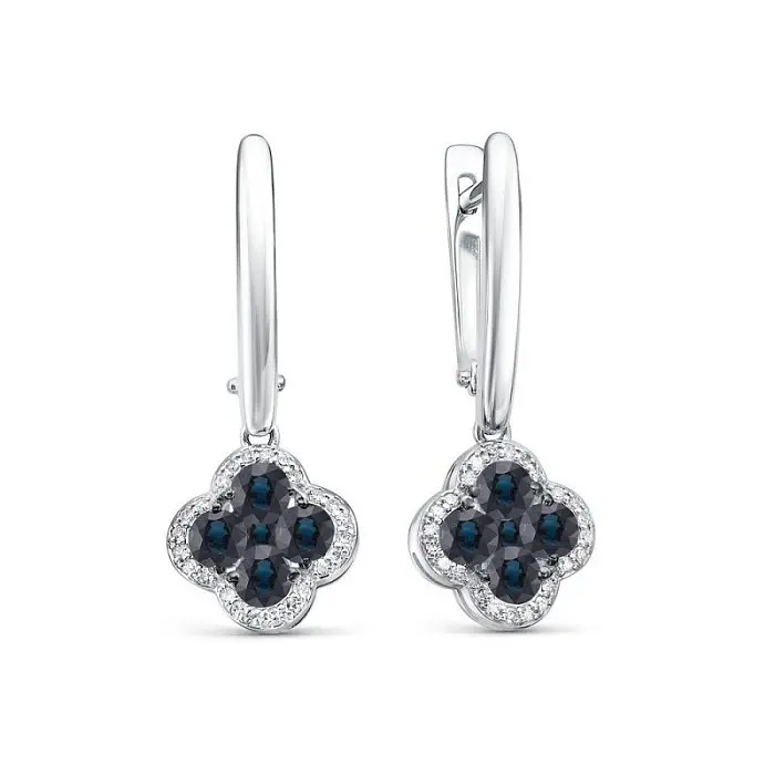 Серьги подвесные из белого золота