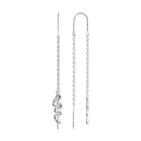 Серьги цепочки из серебра