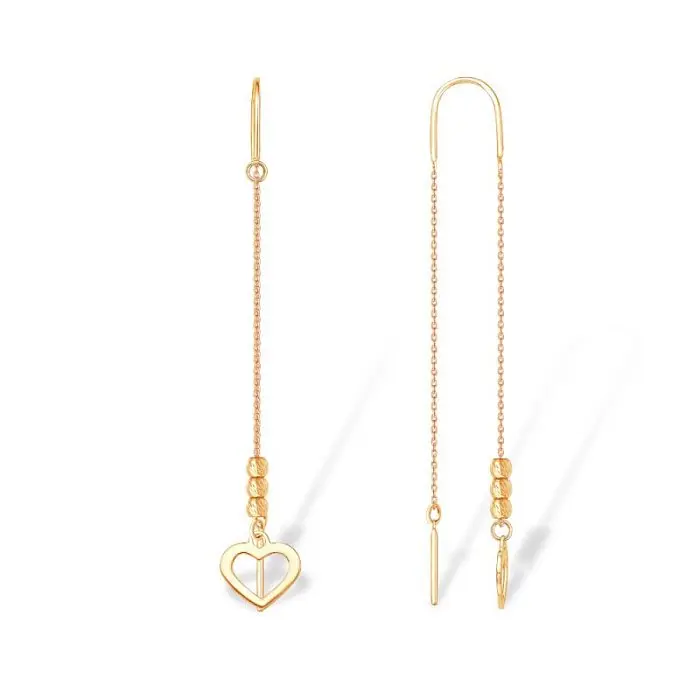 Серьги цепочки из красного золота