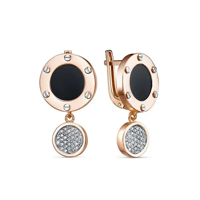 Серьги подвесные из красного золота