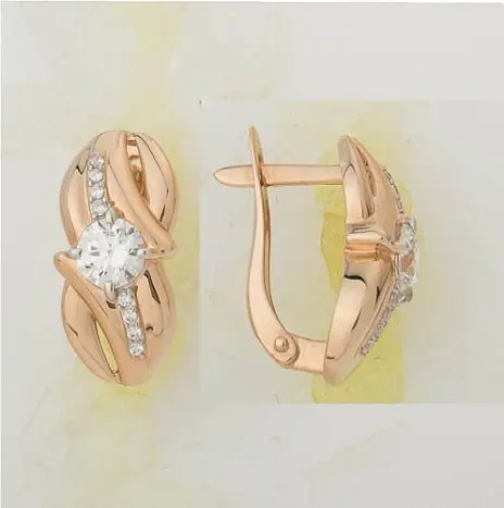 Серьги с английским замком из красного золота