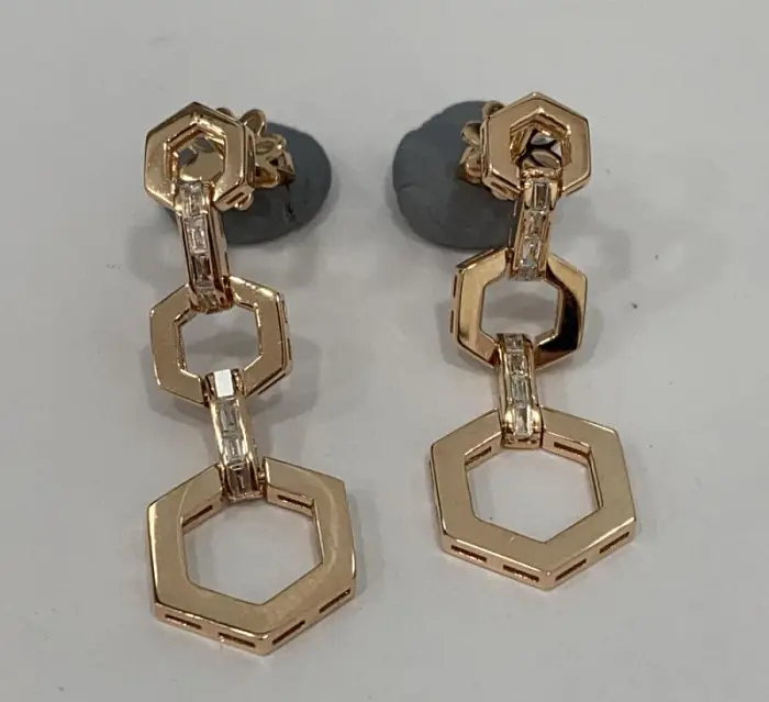 Серьги подвесные из красного золота