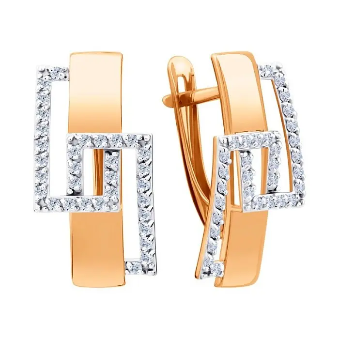 Серьги с английским замком из красного золота