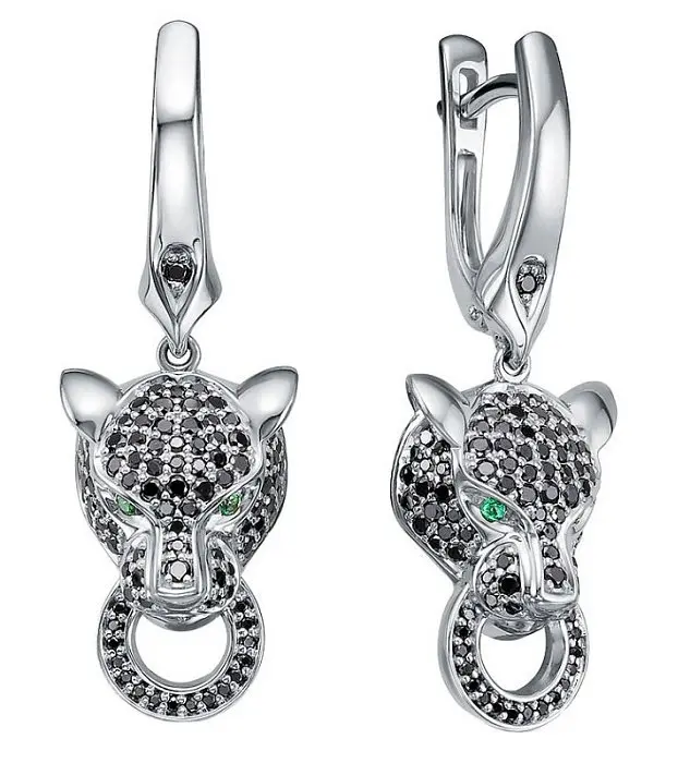 Серьги подвесные из белого золота Серьги подвесные из белого золота