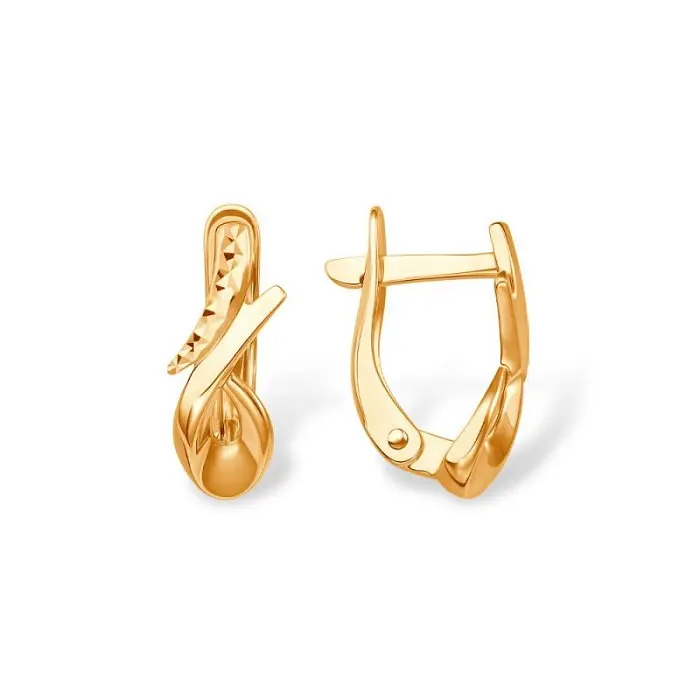 Серьги с английским замком из красного золота