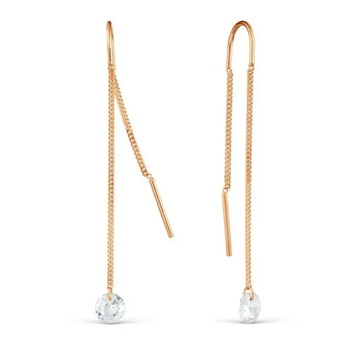 Серьги цепочки из красного золота