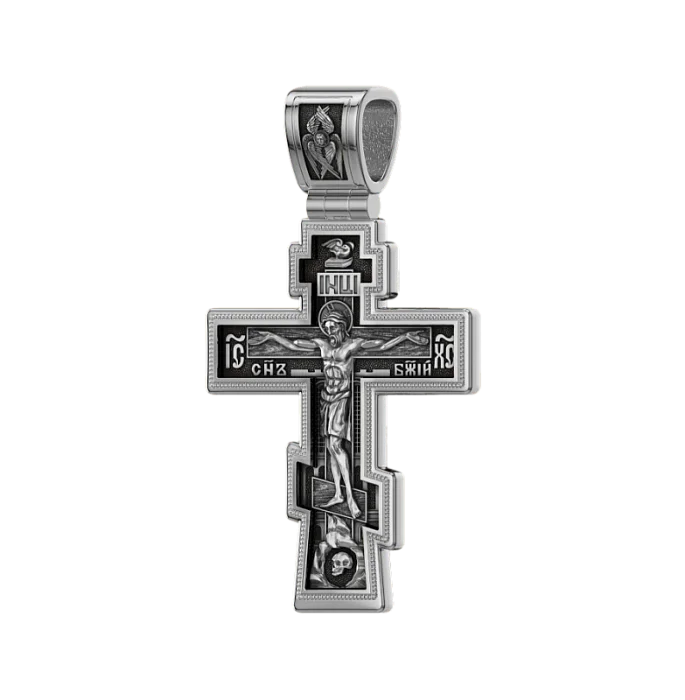 Подвеска крест из черного серебра