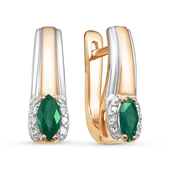 Серьги с английским замком из комбинированного золота