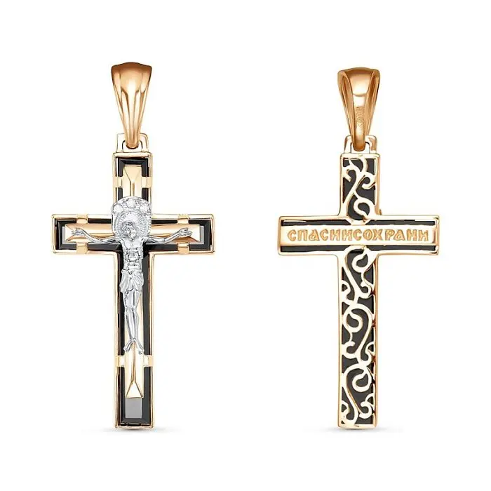 Подвеска крест из красного золота