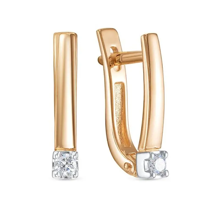 Серьги с английским замком из комбинированного золота