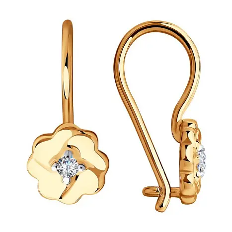 Серьги детские из красного золота