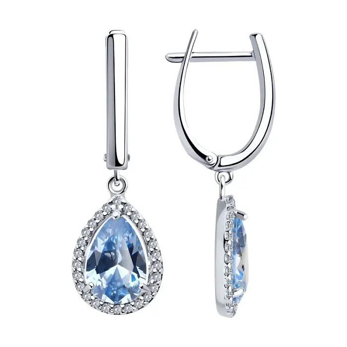 Серьги подвесные из серебра