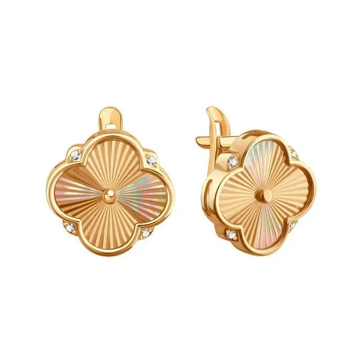 Серьги с английским замком из красного золота