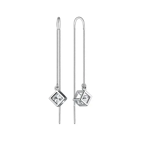 Серьги цепочки из серебра
