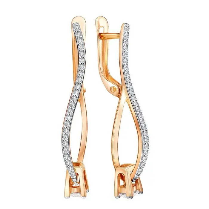 Серьги с английским замком из красного золота