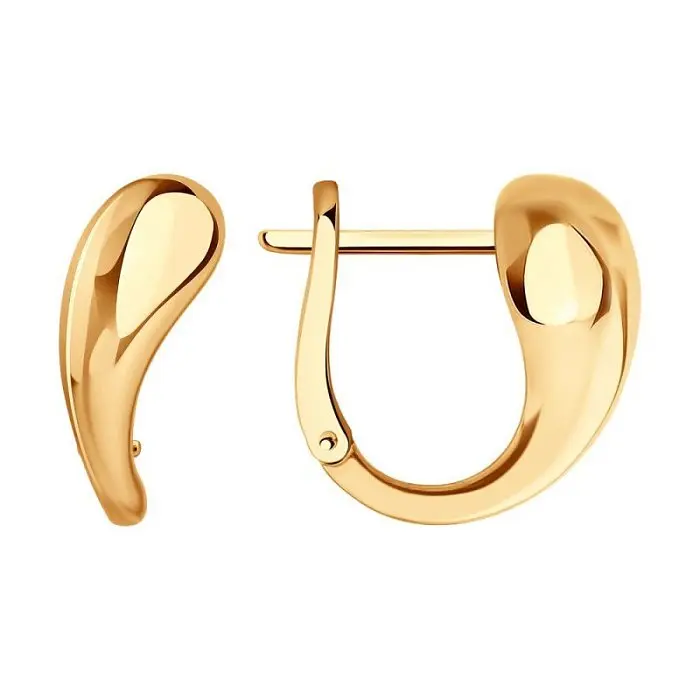 Серьги с английским замком из красного золота