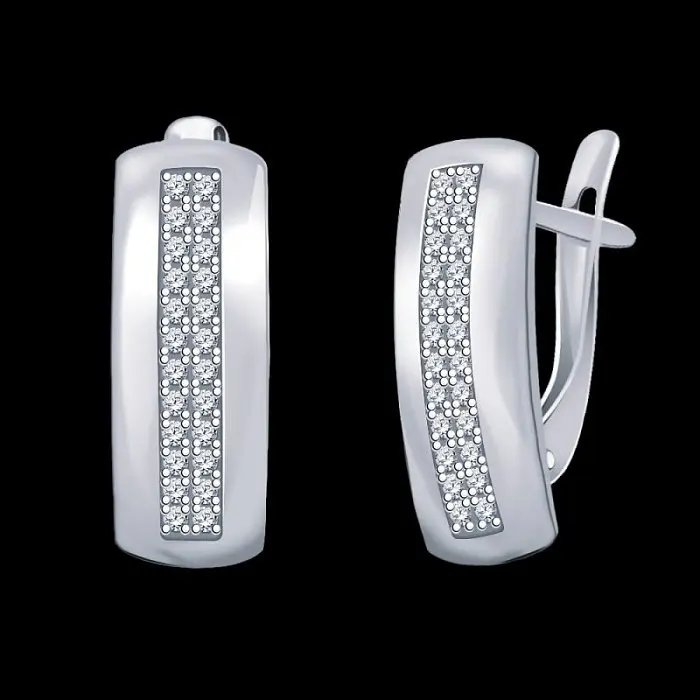 Серьги с английским замком из белого золота