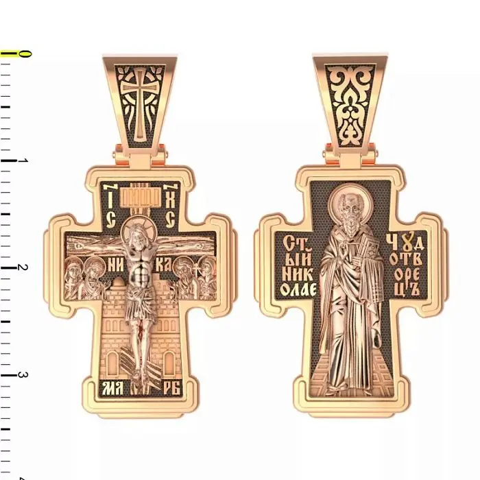 Подвеска крест из красного золота
