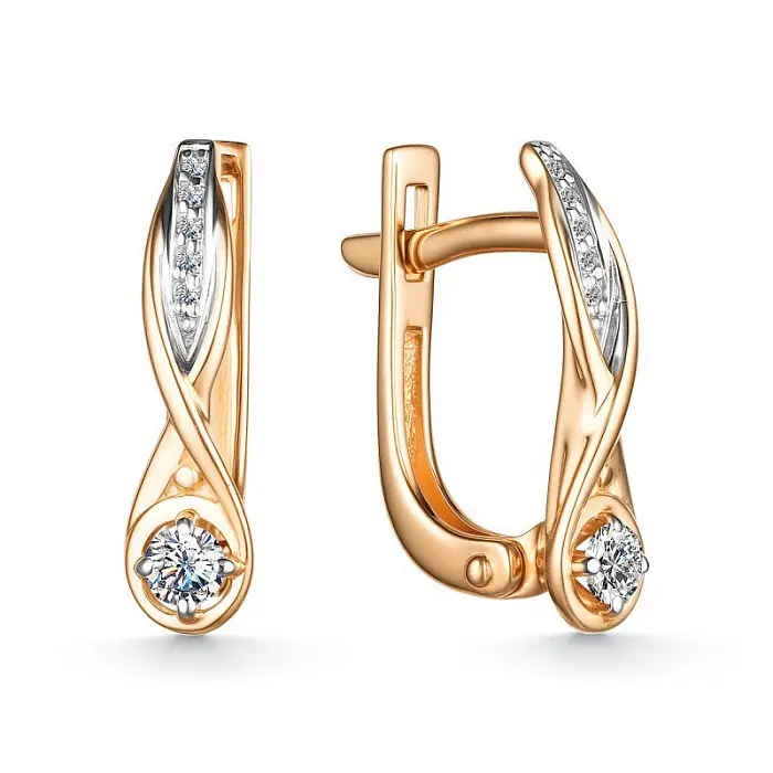 Серьги с английским замком из красного золота