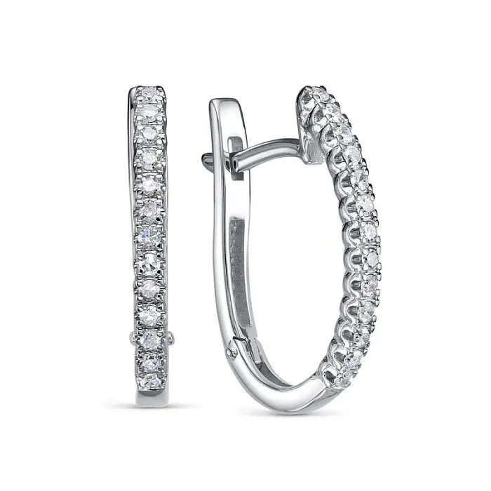 Серьги с английским замком из белого золота