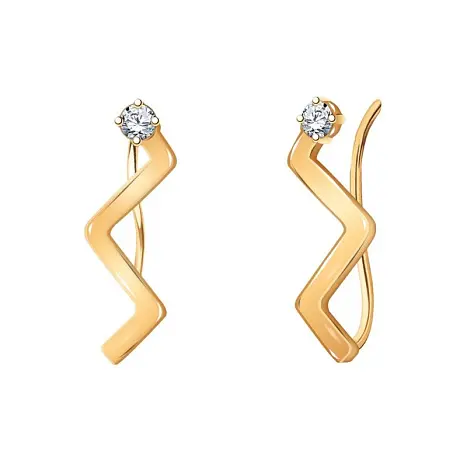 Серьги зажимы из красного золота