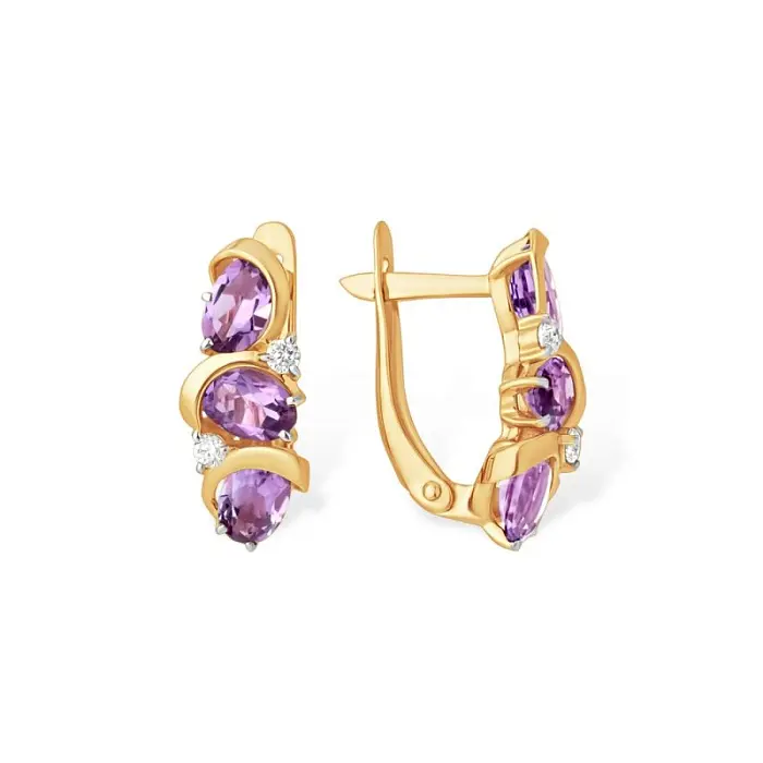 Серьги с английским замком из красного золота