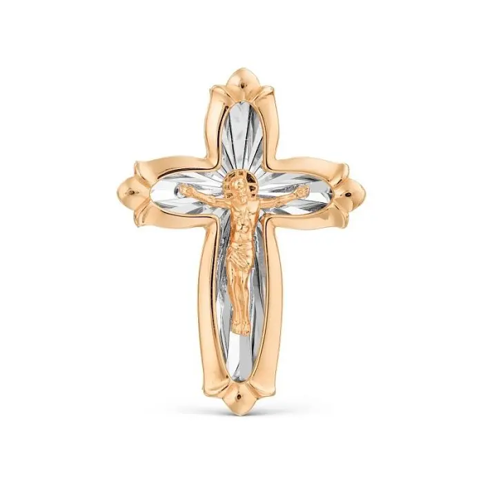 Подвеска крест из красного золота