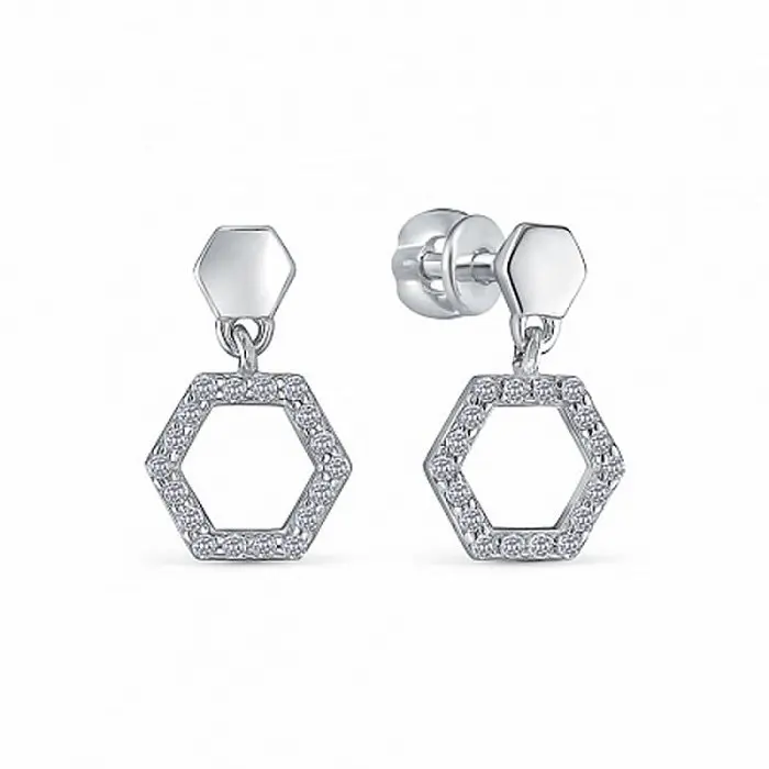 Серьги подвесные из серебра