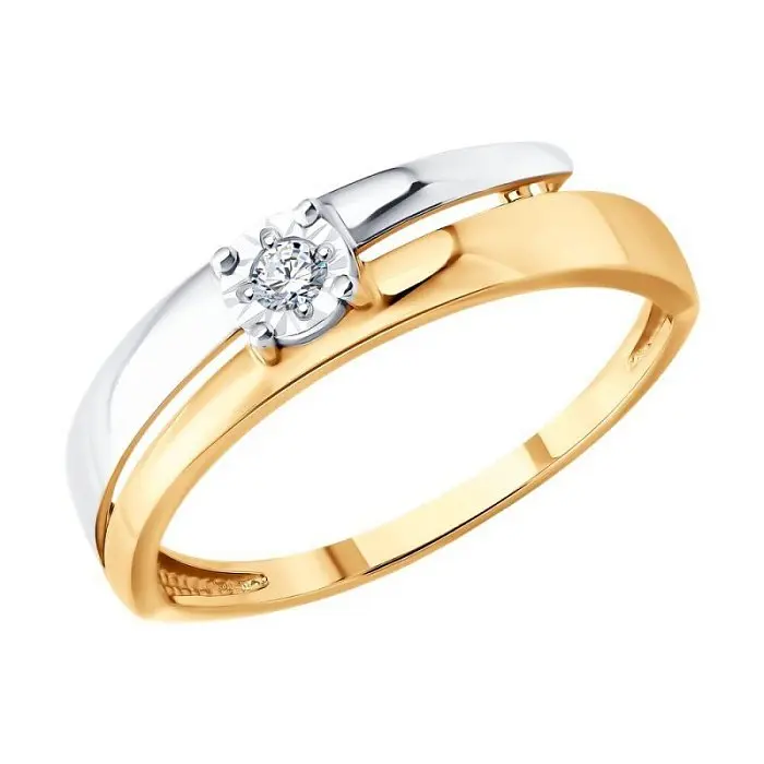 Кольцо декоративное из комбинированного золота