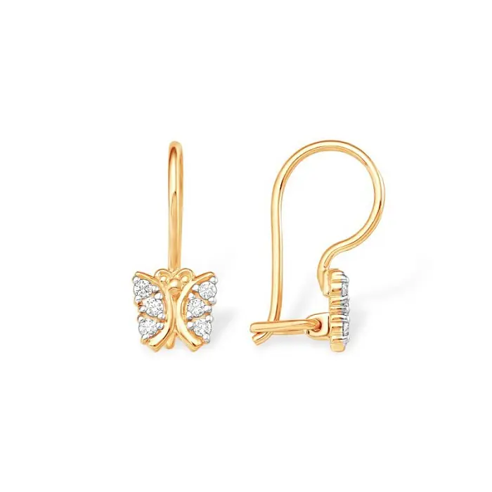 Серьги детские из красного золота