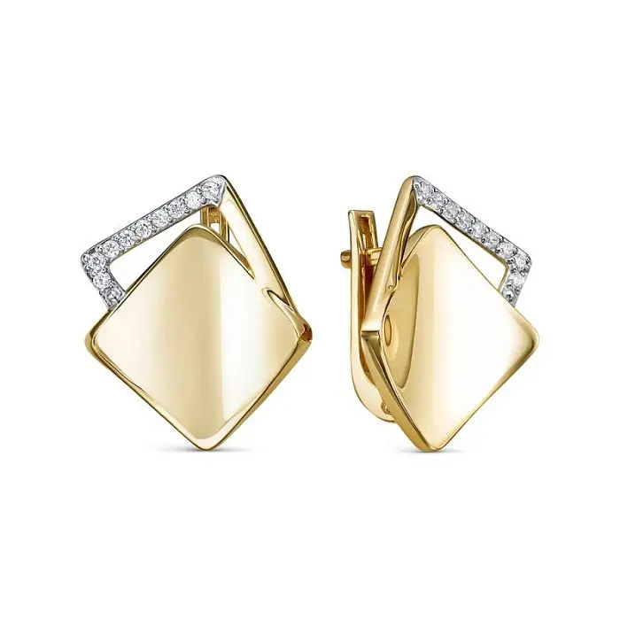 Серьги с английским замком из желтого золота