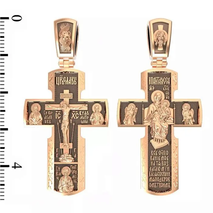 Подвеска крест из красного золота