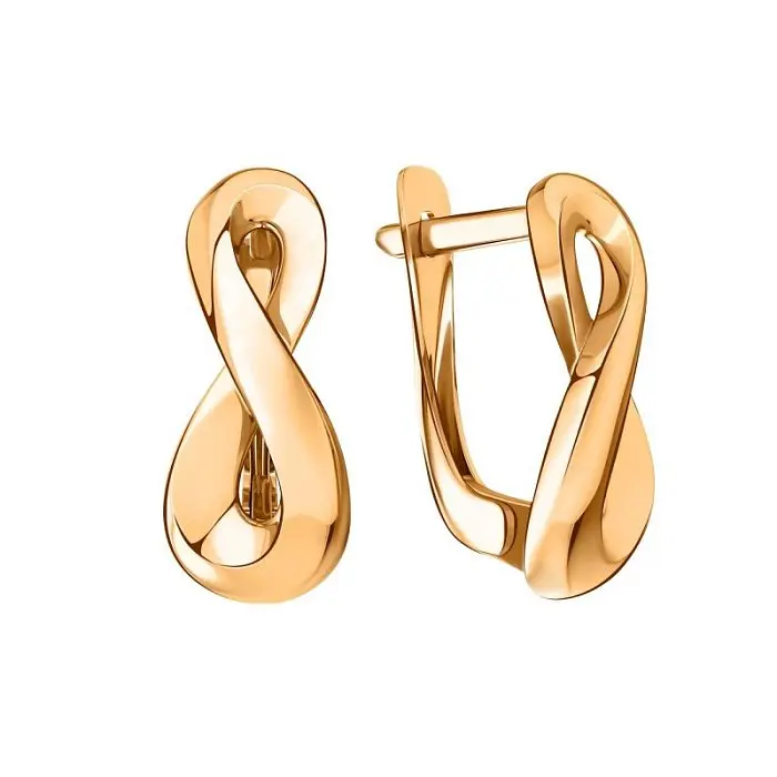 Серьги с английским замком из красного золота