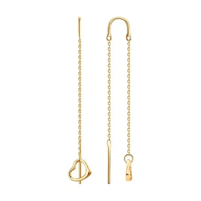 Серьги цепочки из красного золота