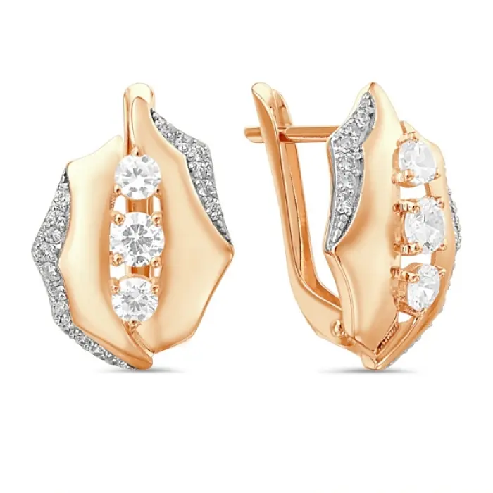 Серьги с английским замком из красного золота