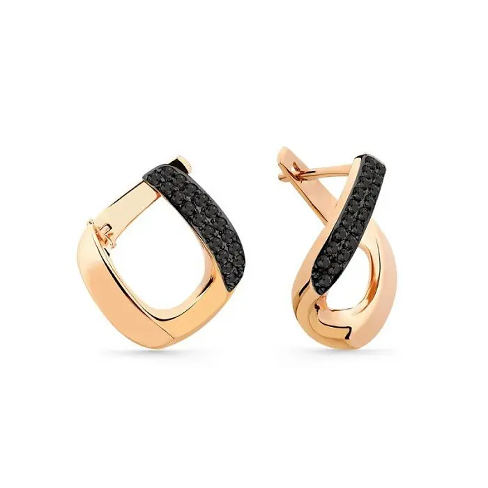 Серьги с английским замком из красного золота