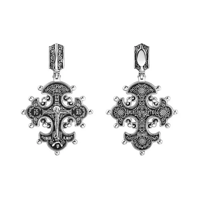 Подвеска крест из черного серебра