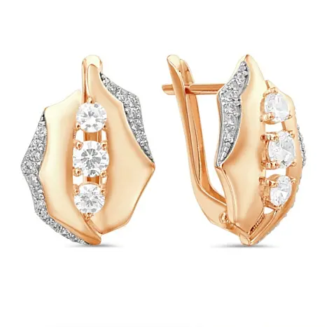 Серьги с английским замком из красного золота