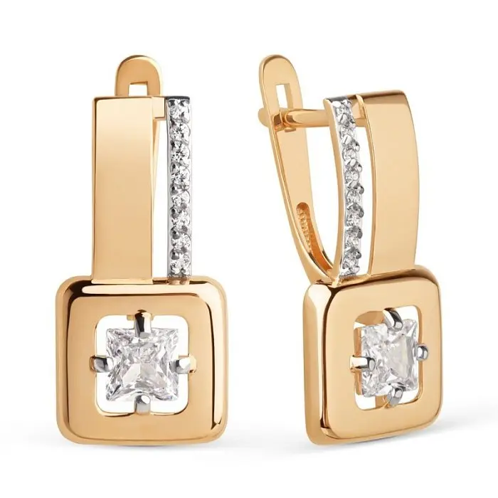 Серьги с английским замком из красного золота